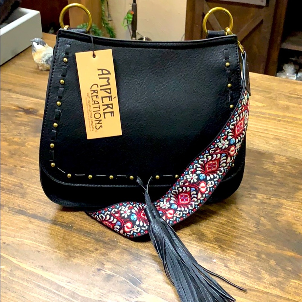 Black Vegan leather Crossbody